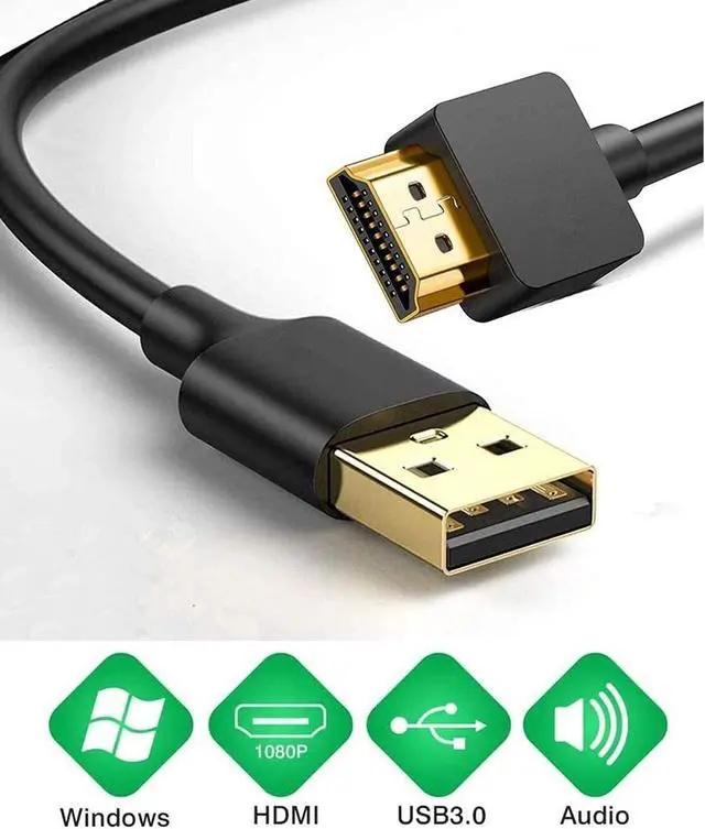 Alt view image 4 of 7 - 6.6FT USB to HDMI Adapter Cable for Mac OS Windows 10/8/7/Vista/XP, USB 3.0 to HDMI Male HD 1080P Monitor Display Audio Video Converter Cord