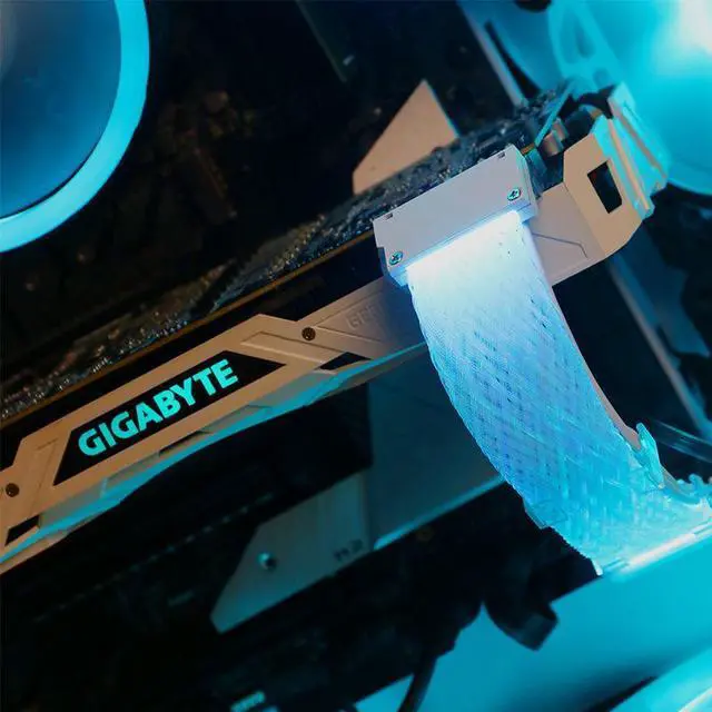 Alt view image 2 of 7 - 3 x 8P(6+2P) Transparent Net Shell White Wire Chassis Graphics Card Extension Cable Triple 8Pin Motherboard GPU Extension Neon RGB Cable