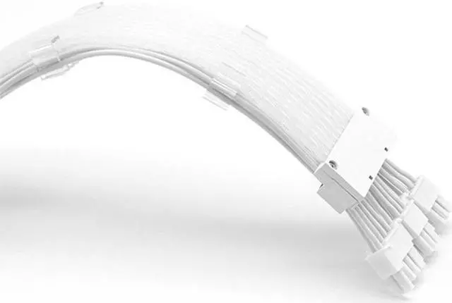Alt view image 6 of 7 - 3 x 8P(6+2P) Transparent Net Shell White Wire Chassis Graphics Card Extension Cable Triple 8Pin Motherboard GPU Extension Neon RGB Cable