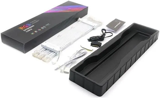Alt view image 7 of 7 - 3 x 8P(6+2P) Transparent Net Shell White Wire Chassis Graphics Card Extension Cable Triple 8Pin Motherboard GPU Extension Neon RGB Cable