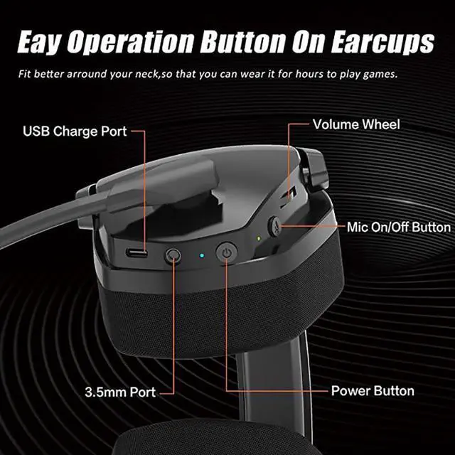 Alt view image 7 of 7 - 2.4G + Bluetooth Wireless Gaming Headset 3.5mm Wired Sport Earphone Over Ear Headset Noise Reduction with Mic for PS5 PS4 Laptop