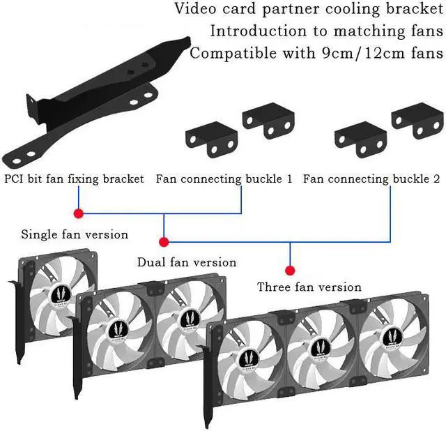 Alt view image 7 of 7 - 9cm/12cm Fan Buckle Video Card Cooler Fan Accessories Fan Bracket PCI Lot Cooling Rack Desktop Computer Auxiliary Radiator Retrofit Cooling Rack