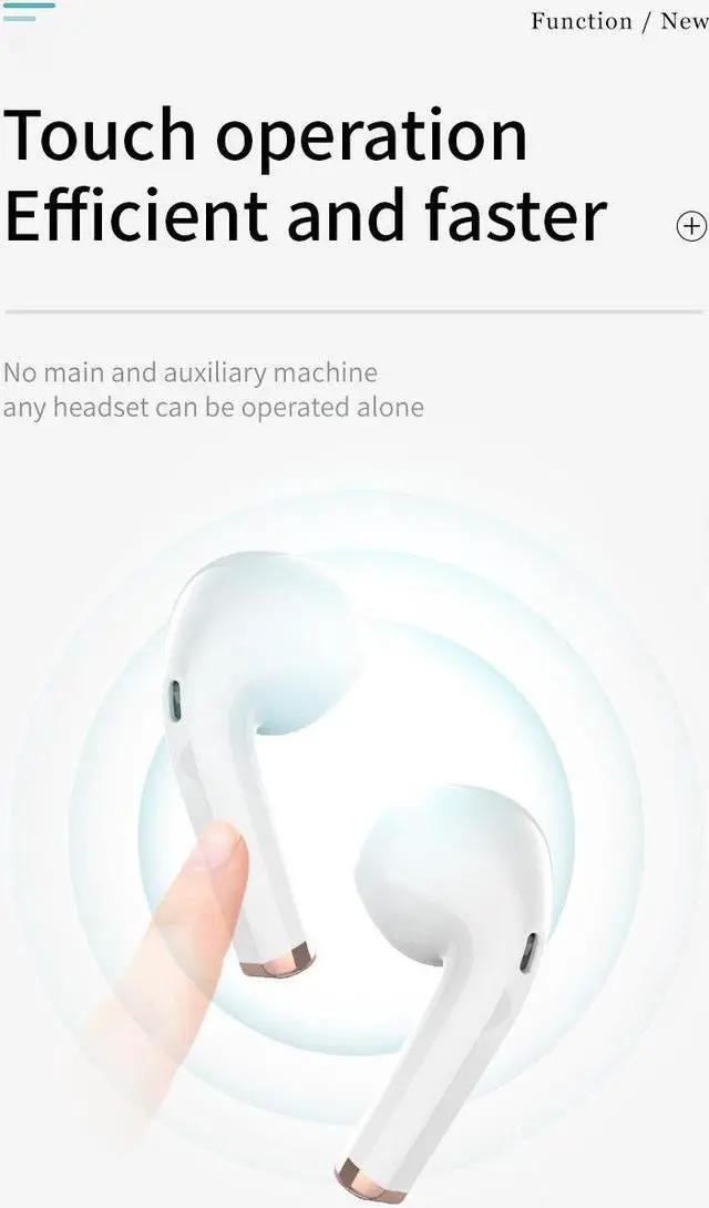 Alt view image 2 of 7 - Angel Wings In-Ear Bluetooth TWS Headphone Headset Touch Control HiFi Stereo Noise Reduction Earphone with Microphone