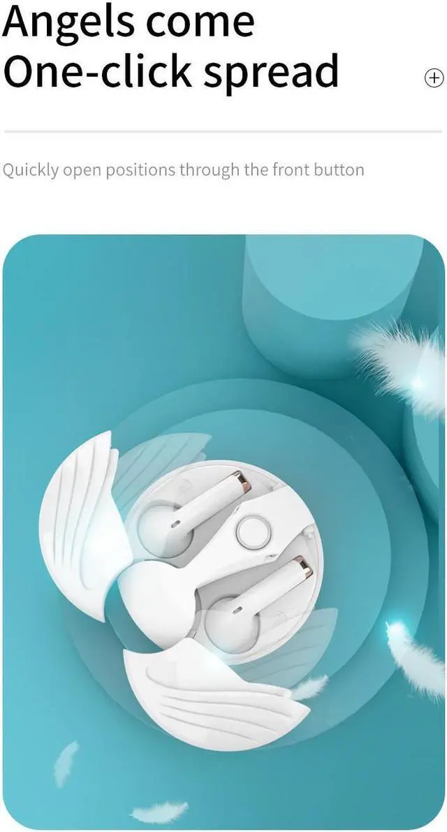 Alt view image 4 of 7 - Angel Wings In-Ear Bluetooth TWS Headphone Headset Touch Control HiFi Stereo Noise Reduction Earphone with Microphone
