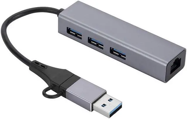 Alt view image 3 of 6 - Usb 3.0 Hub Gigabit Ethernet Type-c To Network Adapter USB/ USB-c To Rj45 Lan Port 3 Ports Usb3.0 Splitter for Laptop PC