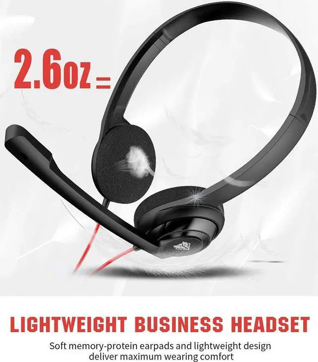 Alt view image 7 of 7 - 3.5mm + USB Wired Headset with Noise Cancelling Microphone Headphone for PS5 Laptop Computer, On-Ear Wired Office Call Center Headset