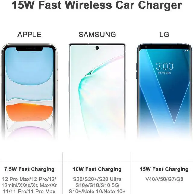 Alt view image 3 of 7 - 15W Fast Wireless Charging Dual Coil Car Charger Car Air Vent Clip Charger FOD Sensor for Samsung Z Flip 3 Foldable Phone iPhone
