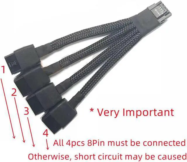 Alt view image 6 of 6 - 5.0 Series 4x8 Pin to 16Pin 12+4Pin 4x8pin PCIE Video Graphics Card Power Supply Adapter Cable RTX4090 RTX4080 12VHPWR to 4x8pin