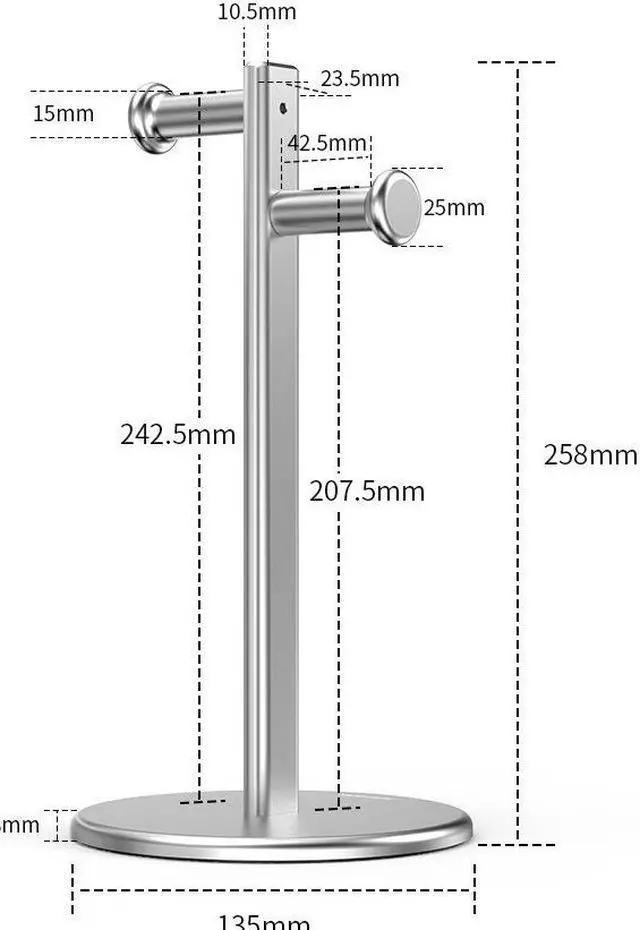 Alt view image 2 of 7 - Aluminum Alloy Gaming Headset Stand All Metal Headphone Support Dual Brace Over Ear Headset Bracket Rack