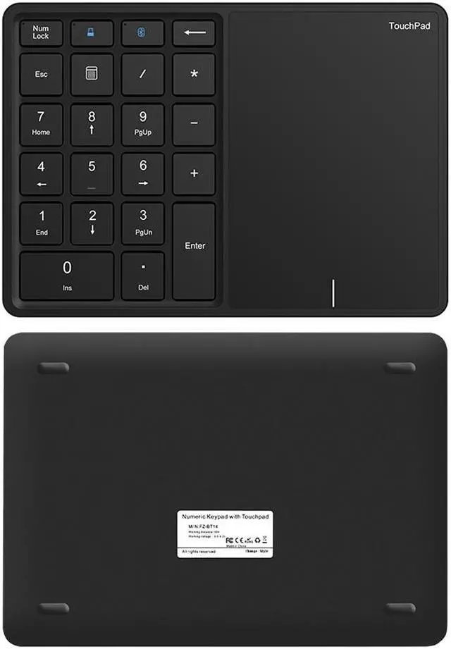 Alt view image 3 of 6 - 2 In 1 Wireless Numeric Keypad Touch Mouse Pad TYPE-C Rechargeable Bluetooth 2.4G Dual Mode X Architecture Numeric Keypad