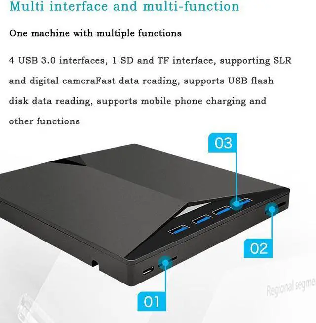 Alt view image 5 of 7 - TYPE-C USB 3.0 External Mobile Optical Disc Drive DVD Burner DVD/CD Multi Function Recorder Multi Purpose Interface Computer Universal