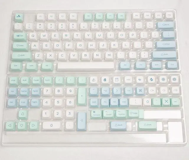 Alt view image 2 of 5 - Mint Ice Crystal Theme 135 XDA Keycaps PBT Dye-Sublimated XDA Profile for Mechanical Keyboard with English