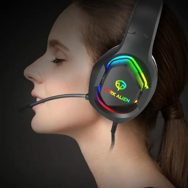 Alt view image 7 of 7 - Noise Cancelling 7.1 Sound USB Wired Headphones Subwoofer Microphone RGB Gaming Headset Head-Mounted Suitable for Computer Notebook Playstation