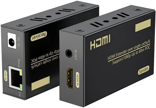 Main image of 1080P HDMI Extender Sender & Receiver RJ45 ( HDMI-Ethernet Extender)1080P Up to 60M Over CAT 5e &6 Cable Audio and Video Synchronization Output Plug and Play