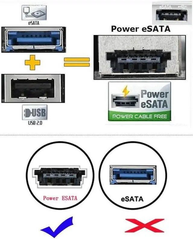 Alt view image 5 of 5 - 1Pc Power Esata USB 2.0 5V 12V Combo to 2.5'' 3.5'' 22Pin Sata HDD Adapter Cable