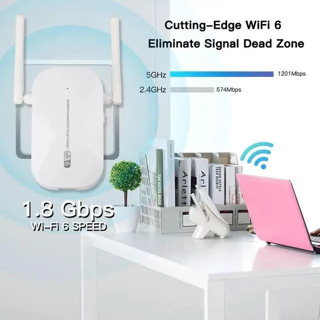 Alt view image 4 of 7 - WiFi 6 WiFi Repeater 1800Mbps Wifi Amplifier Signal Extender Network Booster 5Ghz 802.11ax Long Range Wireless Wi-fi Repeater