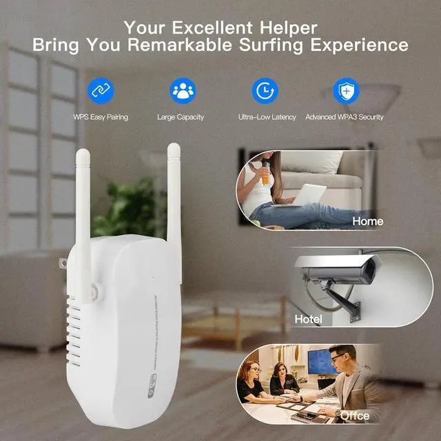 Alt view image 5 of 7 - WiFi 6 WiFi Repeater 1800Mbps Wifi Amplifier Signal Extender Network Booster 5Ghz 802.11ax Long Range Wireless Wi-fi Repeater