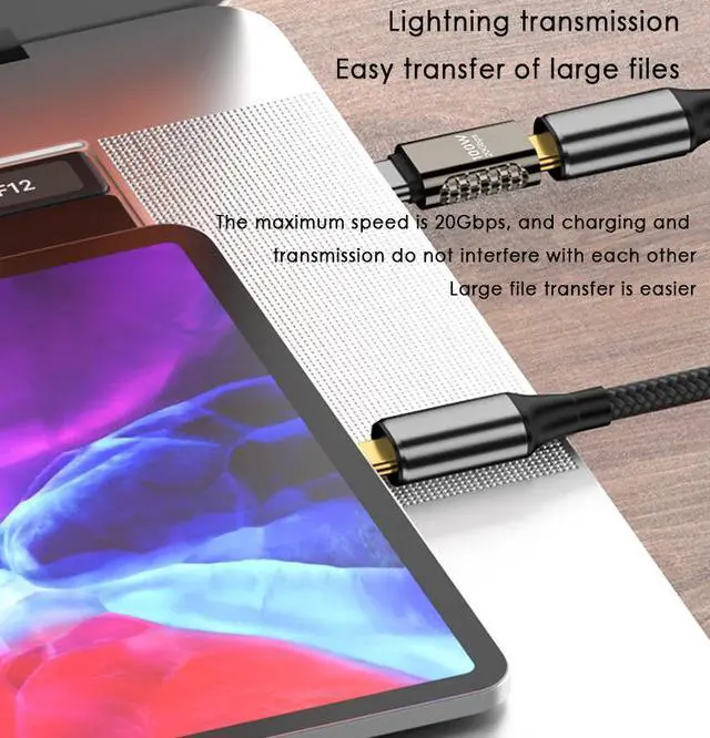 Alt view image 6 of 6 - USB C Adapter USB C Power Adapter Extension Charging 100W 20Gbps Video Transmissio for Connecting Type C Cable