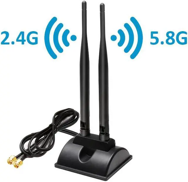 Main image of 2.4G 5.8G WIFI Antenna Dual Band Magnetic Base Antenna RP SMA Male with 2M Cable for Wireless Router Network Card