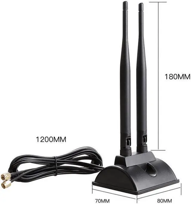Alt view image 4 of 7 - 2.4G 5.8G WIFI Antenna Dual Band Magnetic Base Antenna RP SMA Male with 2M Cable for Wireless Router Network Card