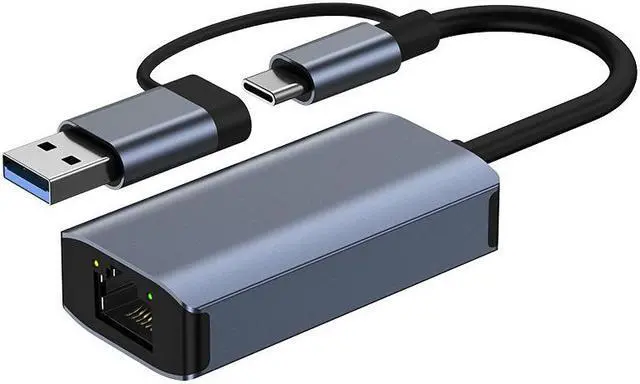Main image of USB C Ethernet Network Adapter For Macbook Pro Laptop 1000 Mbps USB To RJ45 Dual USB 3.0 Type-C Network Card Lan
