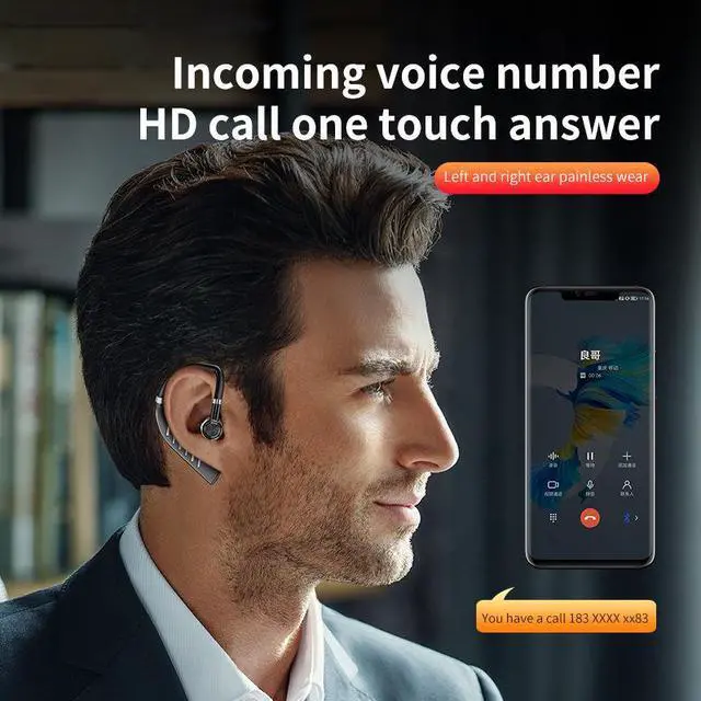 Alt view image 3 of 7 - Ear Hook Bluetooth Earphone Wireless Bluetooth 5.3 Business Earbud Single Earphone With Microphone 36 Hours for Driving Meeting