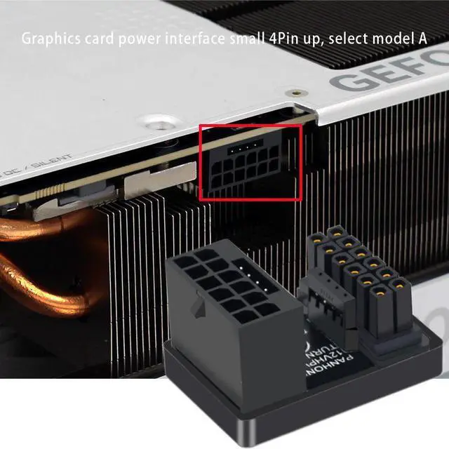 Alt view image 2 of 6 - 16P to 16P PCIe 5.0 Graphics Card Connector Adapter ATX3.0 Power Supply 12VHPWR 12+4 16P 600W Male/Female 180 Degree Steering Head - Mode A - Black