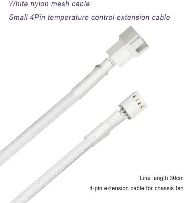 Alt view image 3 of 6 - 30CM/11.8inch Motherboard 4Pin Chassis Fan 3Pin 4Pin Fan Temperature Control Extension Cable CPU Fan Extension Cord