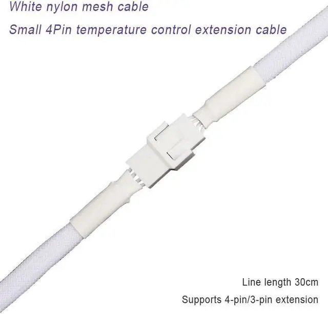 Alt view image 5 of 6 - 30CM/11.8inch Motherboard 4Pin Chassis Fan 3Pin 4Pin Fan Temperature Control Extension Cable CPU Fan Extension Cord