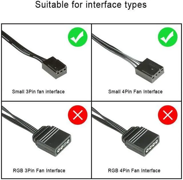 Alt view image 6 of 6 - 30CM/11.8inch Motherboard 4Pin Chassis Fan 3Pin 4Pin Fan Temperature Control Extension Cable CPU Fan Extension Cord