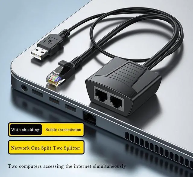 Alt view image 2 of 7 - Network Cable Splitter 1 In 2 Network Connector Adapter Simultaneously Connected The Internet with Power Supply Broadband Adapter - Female Version