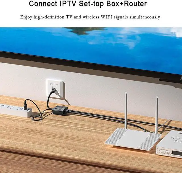 Alt view image 6 of 7 - Network Cable Splitter 1 In 2 Network Connector Adapter Simultaneously Connected The Internet with Power Supply Broadband Adapter - Female Version