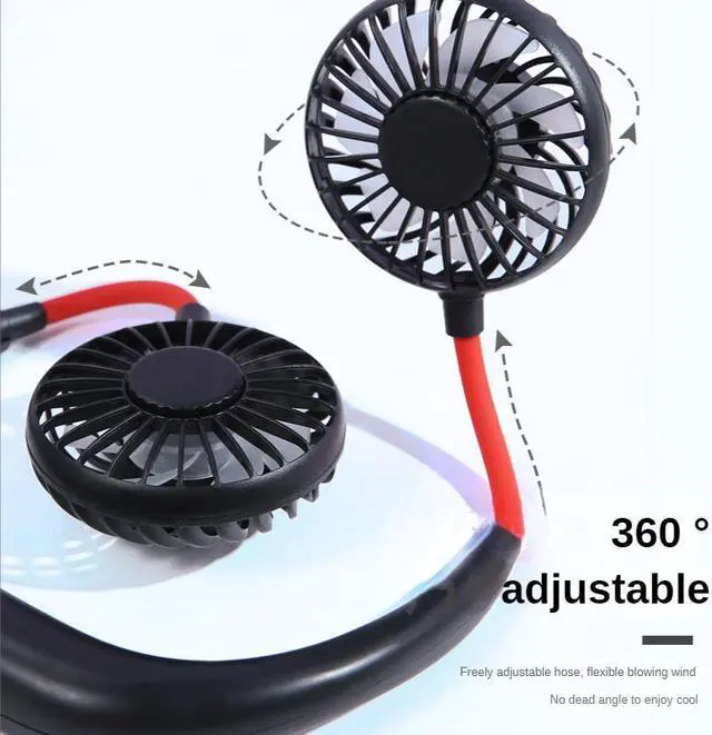 Alt view image 3 of 7 - Portable Hanging Neck Fans USB Rechargeable Mini Air Cooling Fan Air Conditioner Wearable Neckband Fans with Colorful breathing light