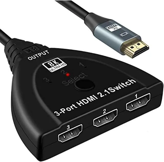 Main image of 8K@60Hz HDMI Switch 3 in 1 out, 3 Ports HDMI 2.1 Switcher 3x1 HDMI Switcher Selector Support 4K@120Hz, 1080P, 3D for Xbox, PS5/4, Blu-Ray Player, Fire Stick, Roku, HDTV 8iop