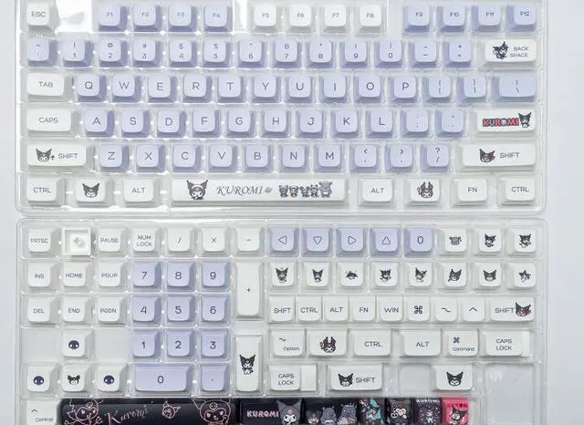 Alt view image 2 of 7 - 144 Keys Sanrio Kuromi Key Cap Xda Height Cute PBT Pentahedron Thermal Sublimation Keyboard Caps DIY Fits Most Mechanical Keyboards 68 61 84 87 Keyboard Accessory