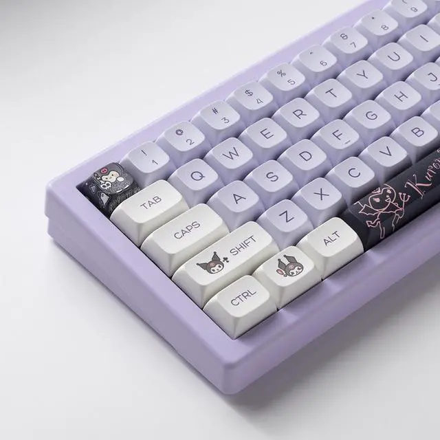 Alt view image 3 of 7 - 144 Keys Sanrio Kuromi Key Cap Xda Height Cute PBT Pentahedron Thermal Sublimation Keyboard Caps DIY Fits Most Mechanical Keyboards 68 61 84 87 Keyboard Accessory