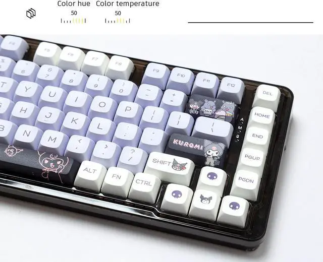 Alt view image 5 of 7 - 144 Keys Sanrio Kuromi Key Cap Xda Height Cute PBT Pentahedron Thermal Sublimation Keyboard Caps DIY Fits Most Mechanical Keyboards 68 61 84 87 Keyboard Accessory
