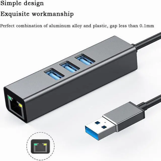 Alt view image 3 of 7 - USB to RJ45 Gigabit Network Card Drive free Expansion Dock Gigabit Computer External USB Network Card 3.0 HUB Integrator eokCXOY