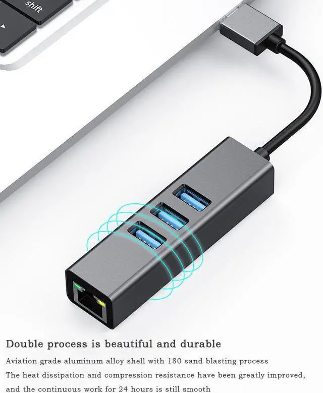 Alt view image 5 of 7 - USB to RJ45 Gigabit Network Card Drive free Expansion Dock Gigabit Computer External USB Network Card 3.0 HUB Integrator eokCXOY