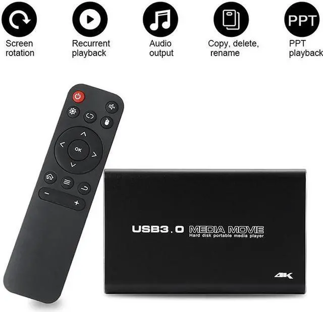 Main image of USB3.0 2.5" SATA 4K Hard Disk Media Player For USB HDD SD MKV H.265 AV TV AVI RMVB WMV Full HD HDD SD Card Portable Multimedia Media Player 4k