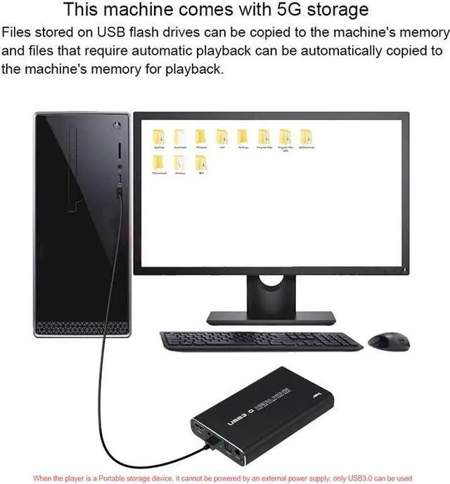 Alt view image 3 of 7 - USB3.0 2.5" SATA 4K Hard Disk Media Player For USB HDD SD MKV H.265 AV TV AVI RMVB WMV Full HD HDD SD Card Portable Multimedia Media Player 4k