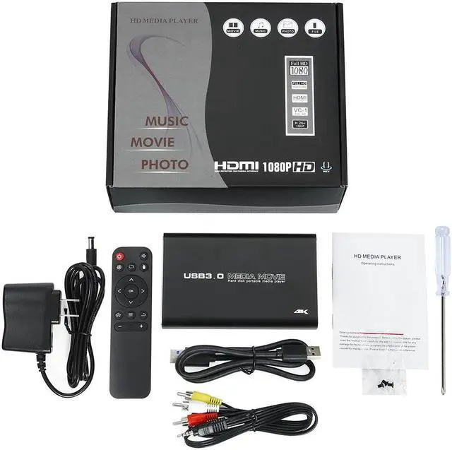 Alt view image 7 of 7 - USB3.0 2.5" SATA 4K Hard Disk Media Player For USB HDD SD MKV H.265 AV TV AVI RMVB WMV Full HD HDD SD Card Portable Multimedia Media Player 4k