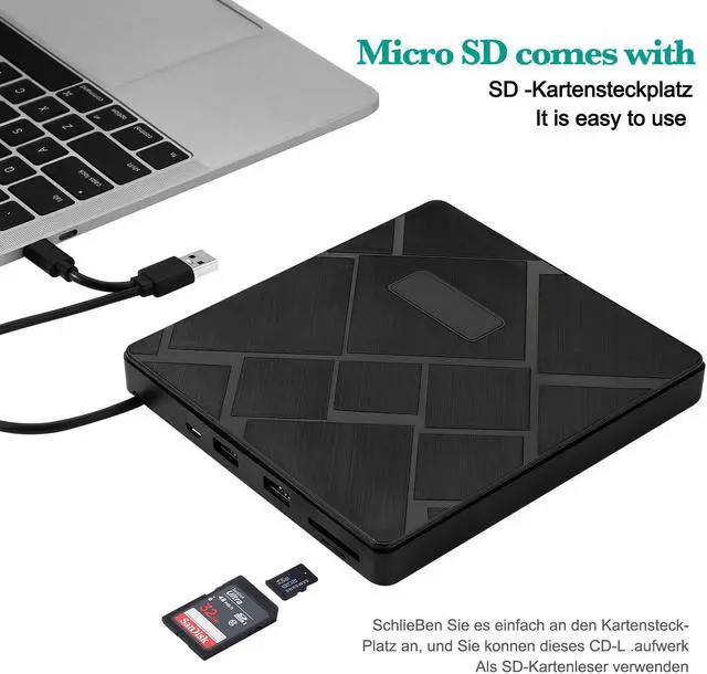 Alt view image 5 of 7 - USB3.0+Type-C DVD Burner DVD RW CD Writer External Optical Drive CD/DVD Player TF/SD Card Reader for Laptop Windows PC eokCXOY