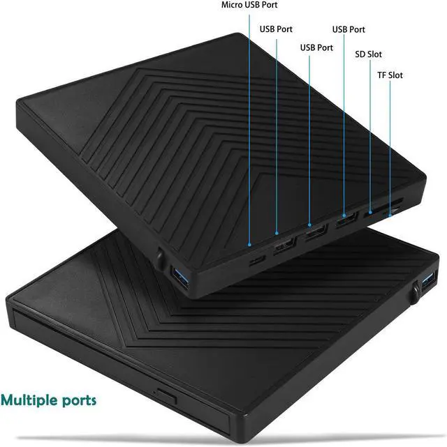 Alt view image 3 of 7 - USB3.0 Type-C DVD Burner DVD RW CD Writer External Optical Drive CD/DVD Player TF/SD Card Reader