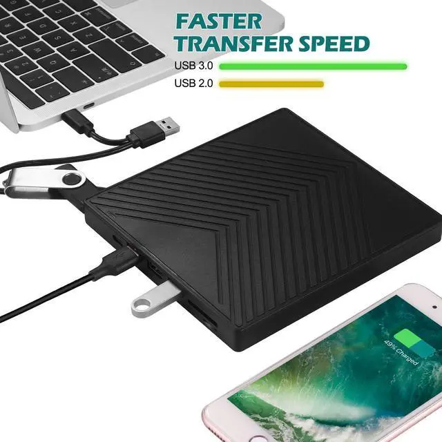Alt view image 6 of 7 - USB3.0 Type-C DVD Burner DVD RW CD Writer External Optical Drive CD/DVD Player TF/SD Card Reader