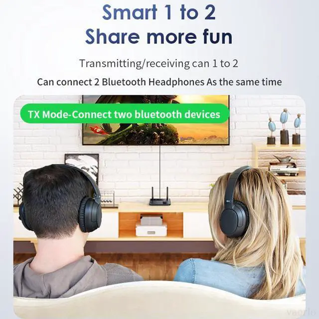 Alt view image 4 of 7 - Multipoint Bluetooth 5.3 Audio Transmitter Receiver 3.5mm AUX 2 RCA Stereo Music Wireless Adapter for Car TV PC Speakers