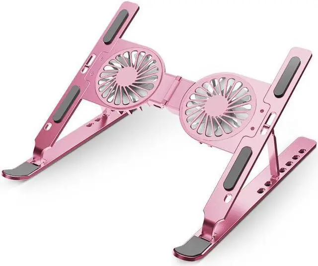 Main image of Aluminum Alloy RGB Laptop Cooler Stand Portable Folding Radiator Laptop PC Bracket With 7-speed Adjustable Laptop Heatsink Tablet Notebook Computer Holder Pink