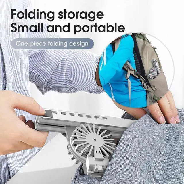 Alt view image 6 of 7 - Aluminum Alloy RGB Laptop Cooler Stand Portable Folding Radiator Laptop PC Bracket With 7-speed Adjustable Laptop Heatsink Tablet Notebook Computer Holder Pink