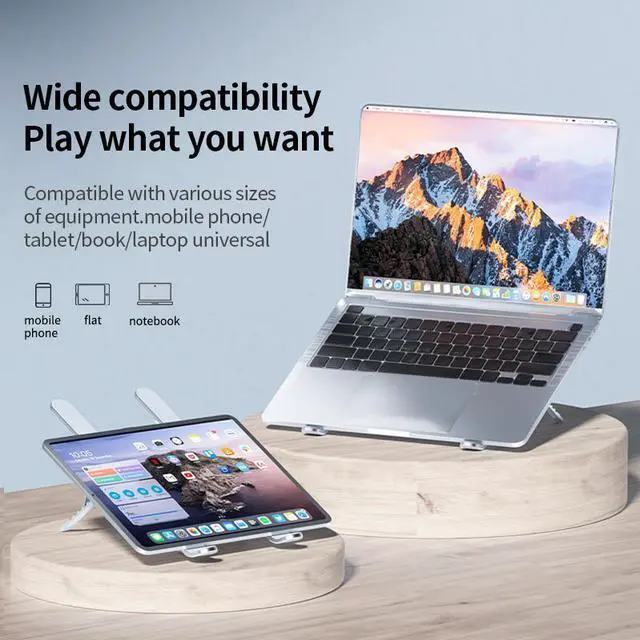 Alt view image 3 of 7 - Aluminum Alloy Laptop Cooling Notebook Foldable Bracket 21-inch Adjustable Angle Dual Fans Portable Holder Tablet Base Computer Silver