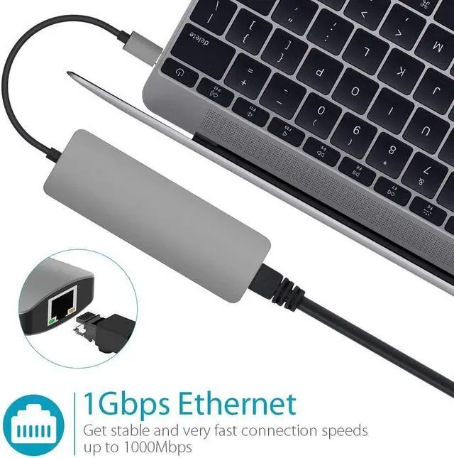 Alt view image 7 of 7 - USB C Hub, USB C Adapter 9 in 1 with USB-C Charging, Port of Mic/Audio,3 USB 3.0 Ports, HDMI, SD, Micro SD Compatible for MacBook Pro, Surface Pro,Notebook PC, USB Flash Drives and More